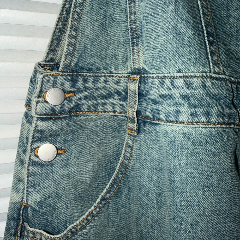 Cider Light Blue Denim Tie-Knot Wide Leg Overalls - Picture 11 of 14